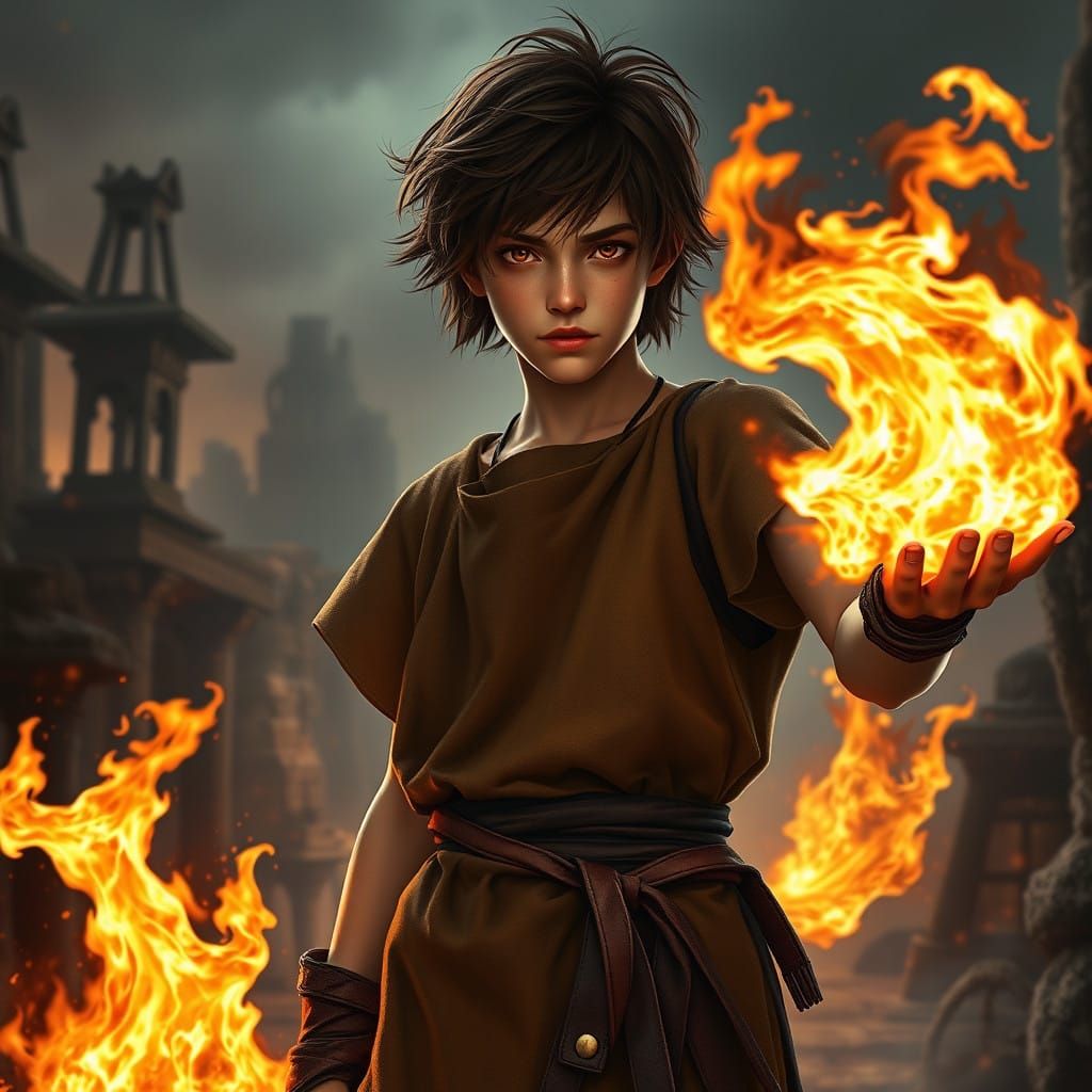 Fiery Forge Youth, Son of Hephaestus in Ancient Ruins