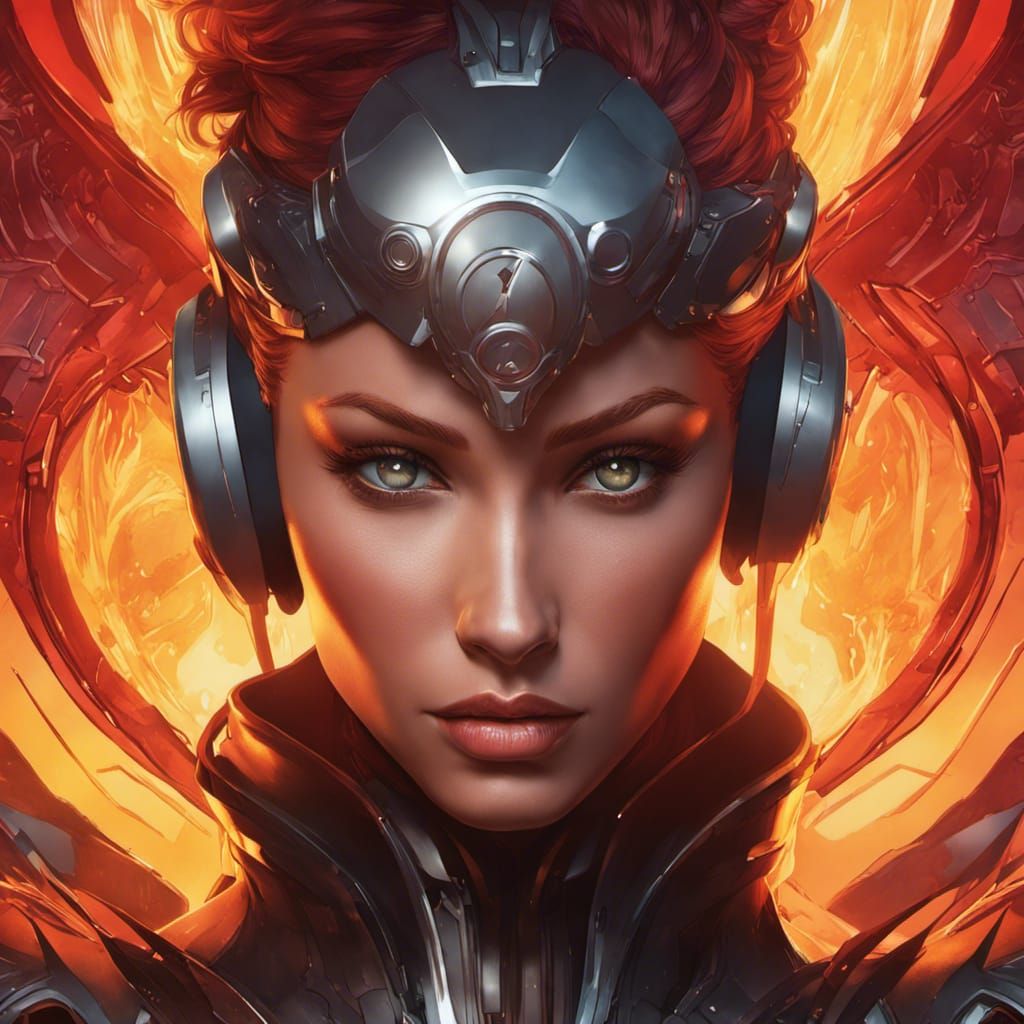 Rachel Summers Portrait in Hyperdetailed Technopunk Style