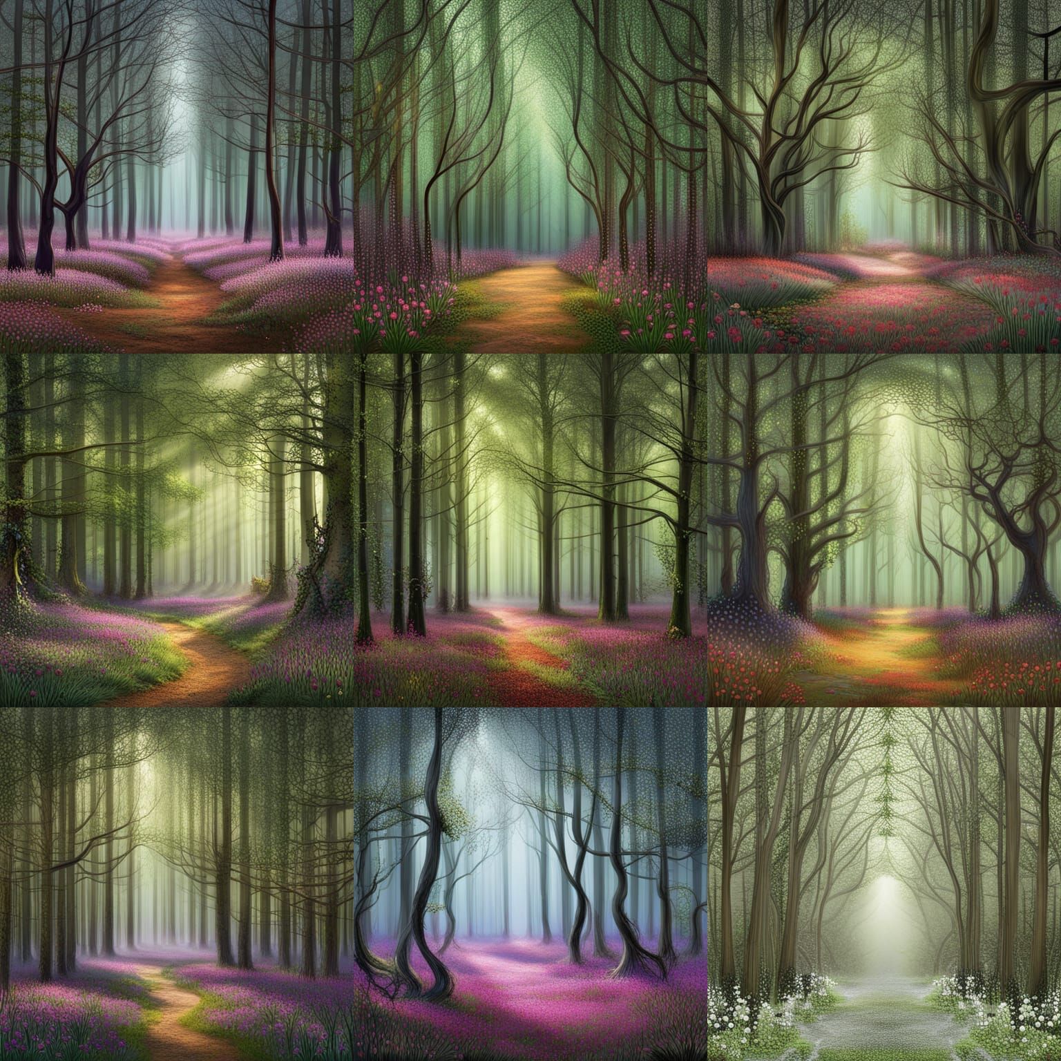 Enchanted Forest Clearing with Glowing Flora