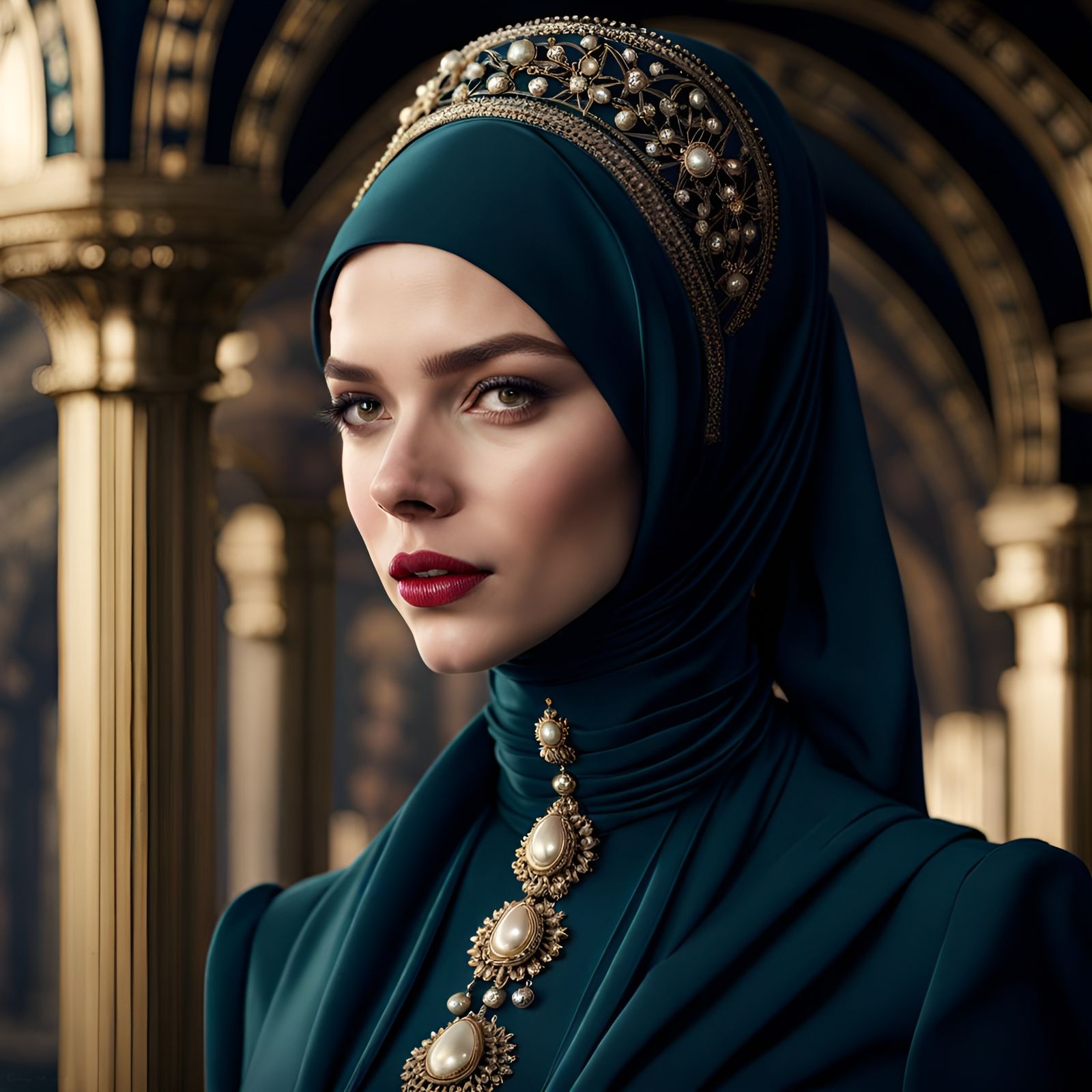 Anya Taylor Joy in Edwardian Hijab Fashion