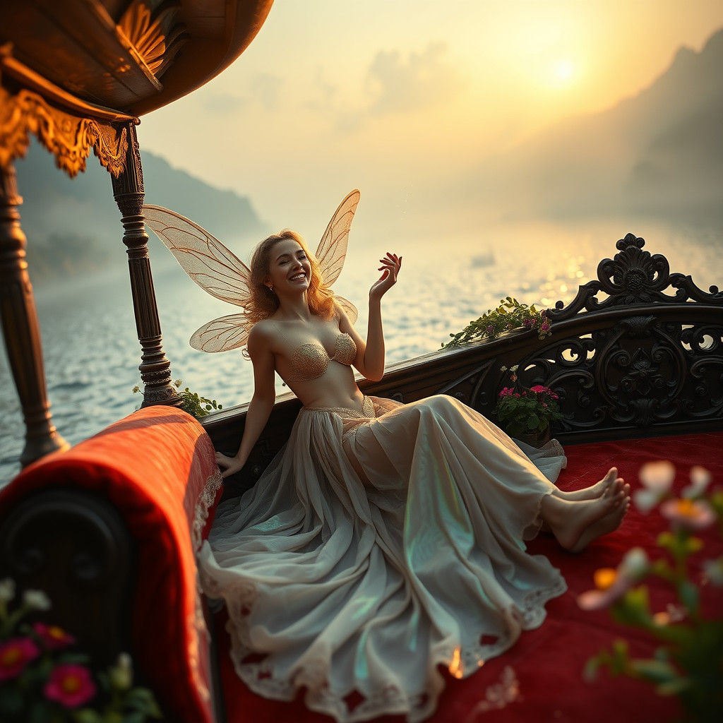 Athletic Fairy on Riverboat at Dusk