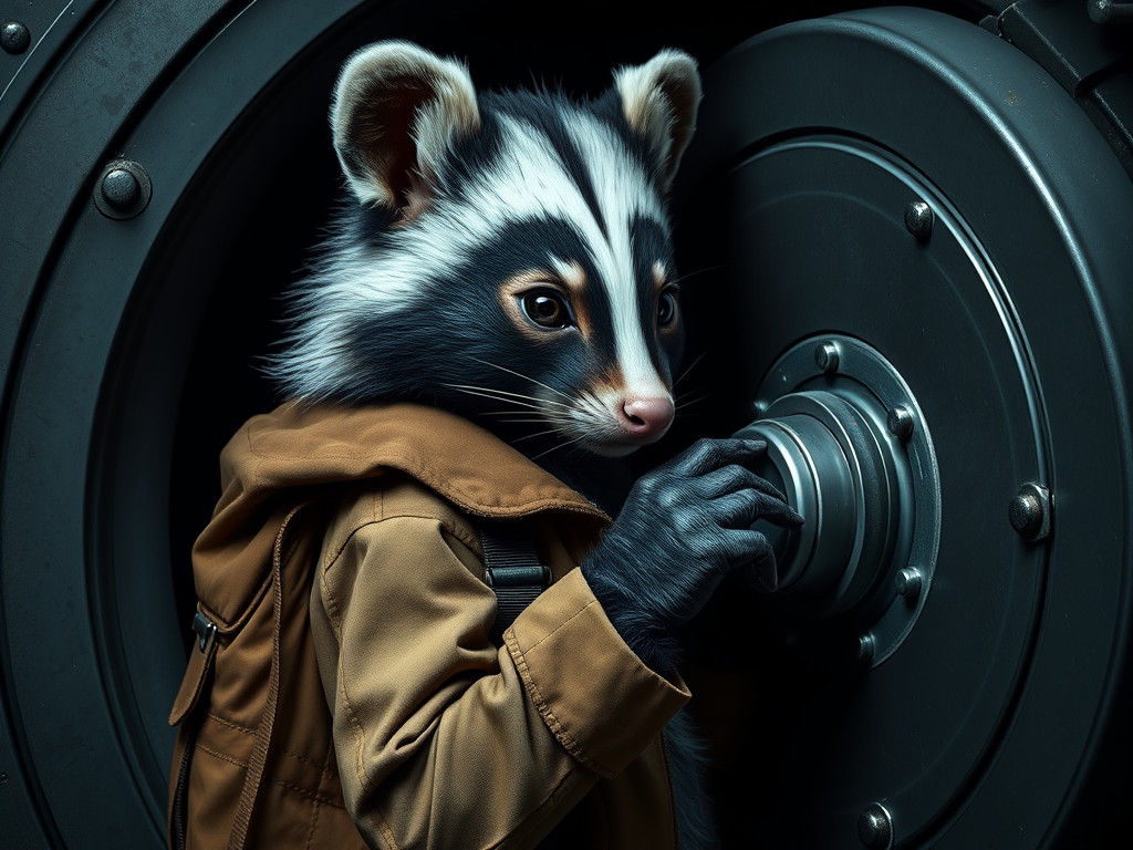 Skunk Cracking Vault: Hyperrealistic Digital Art