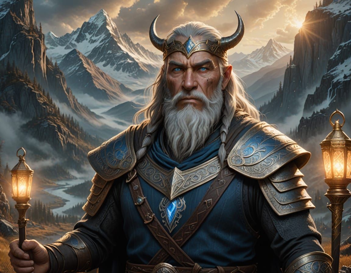 Elder Scrolls Skyrim Wise Elder in Epic Fantasy Landscape