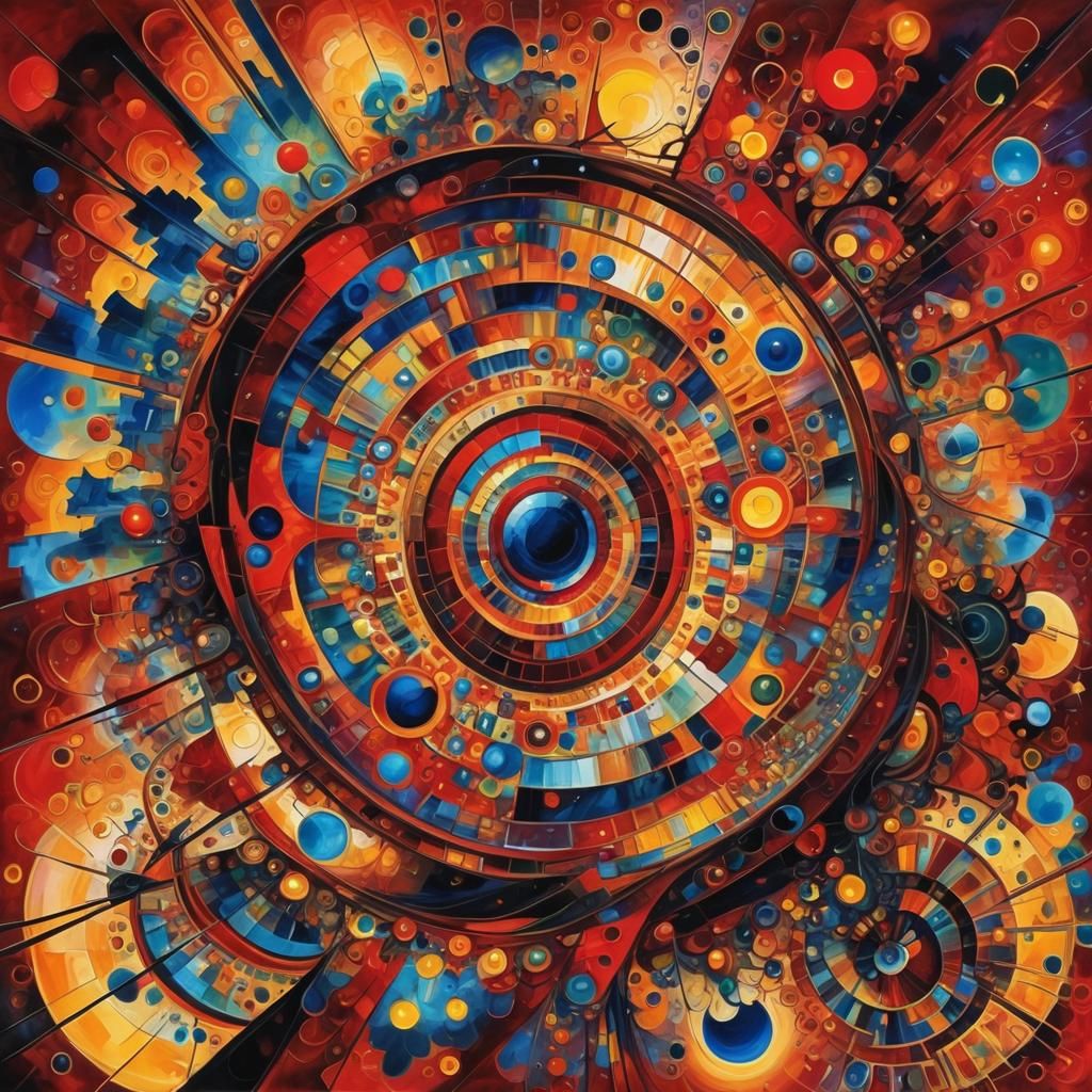 Red Fractal Mirror Image in Abstract Style