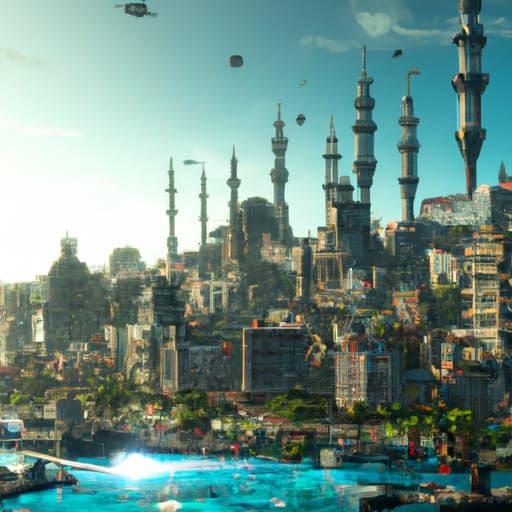 Futuristic Istanbul Landscape in Detailed Matte Painting