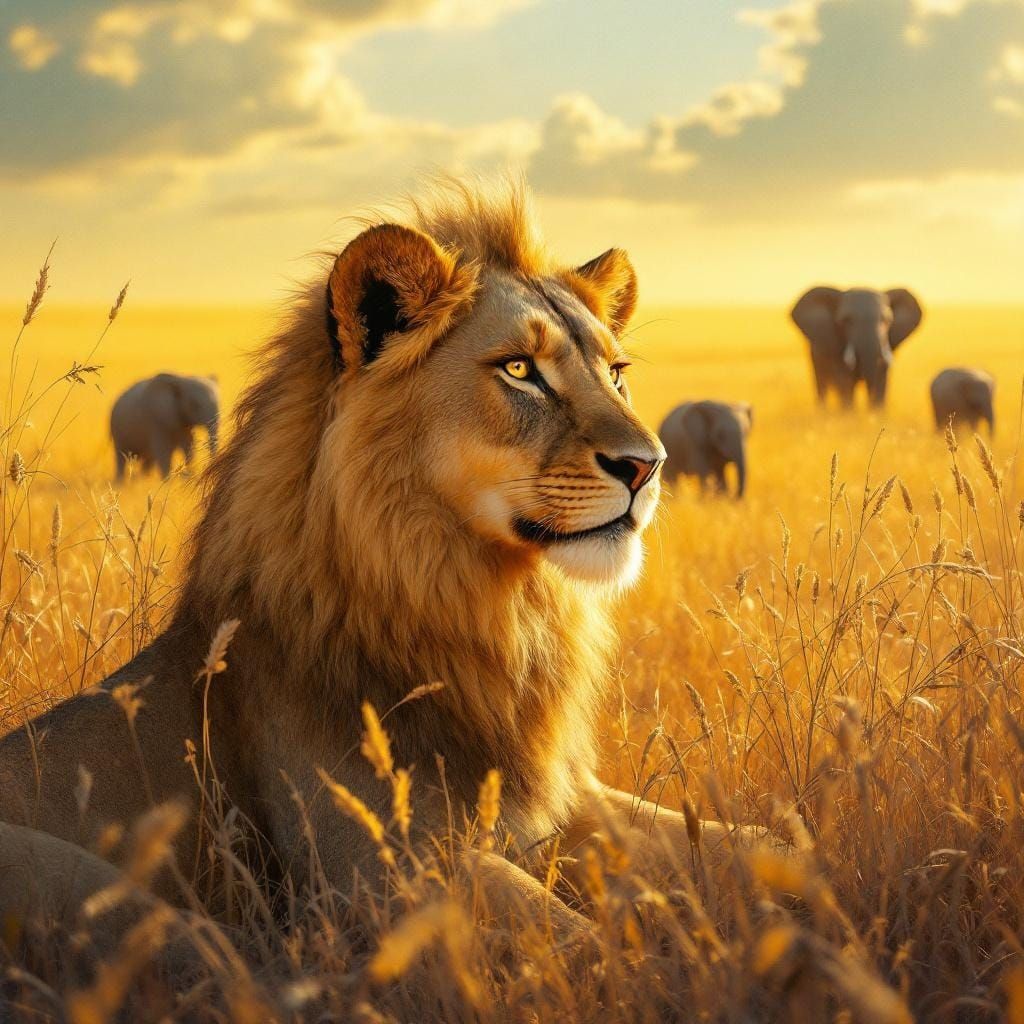 Lioness on African Savannah in Ethereal Sunlight