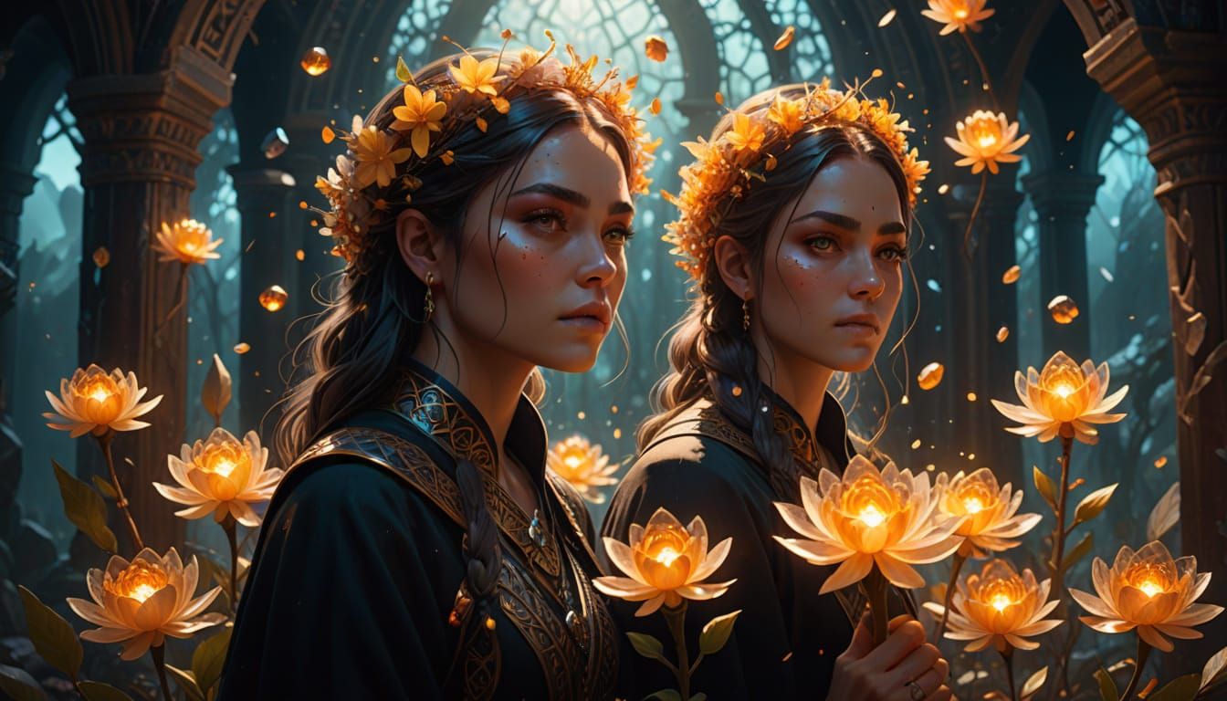 Woman in Crystal Garden: Hyperrealistic Digital Art