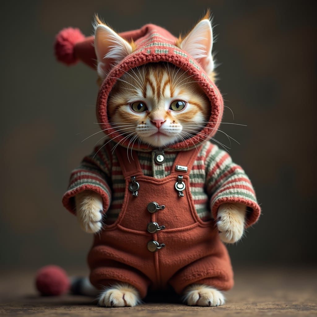 Anthropomorphic Kitten in UK Outfit