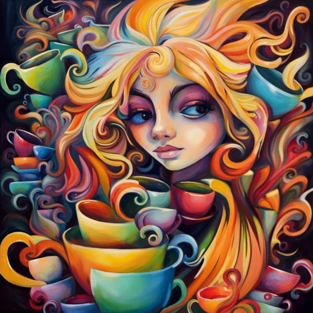 Tea Cup Pixie in Stack of Cups