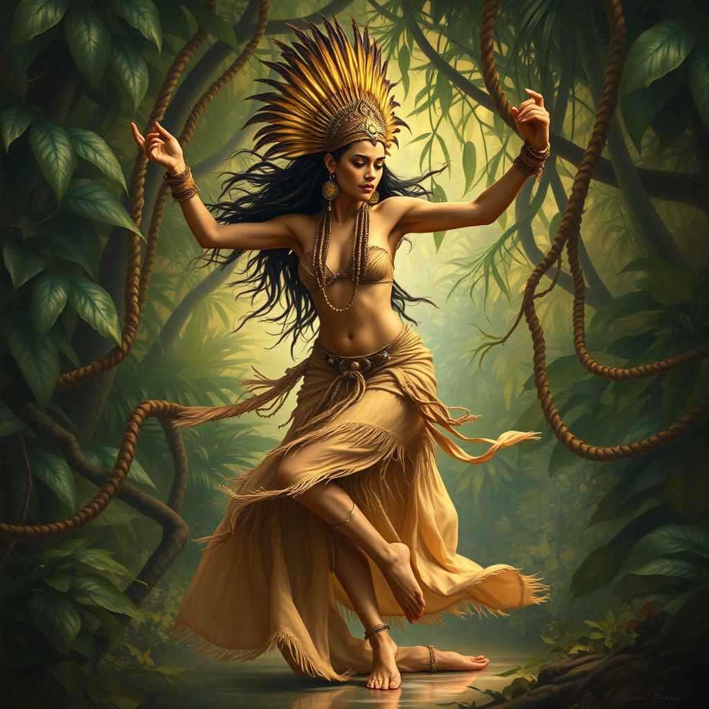 A Tribal Dancer in Harmony with Nature