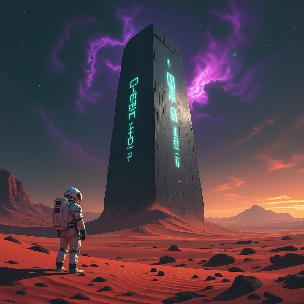 Astronaut Discovers Colossal Alien Artifact on Crimson Plane...