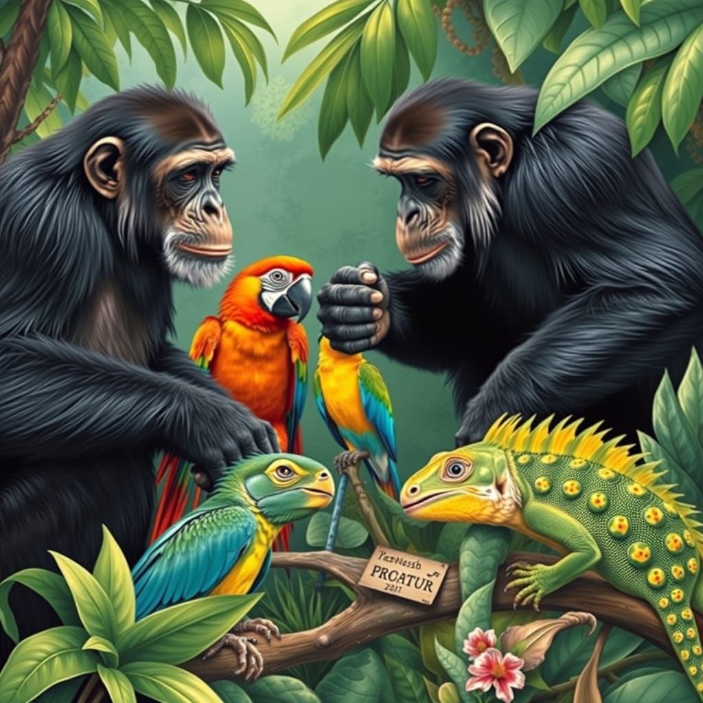Birds and Lizards Eavesdrop on a Conversation by Two Chimps