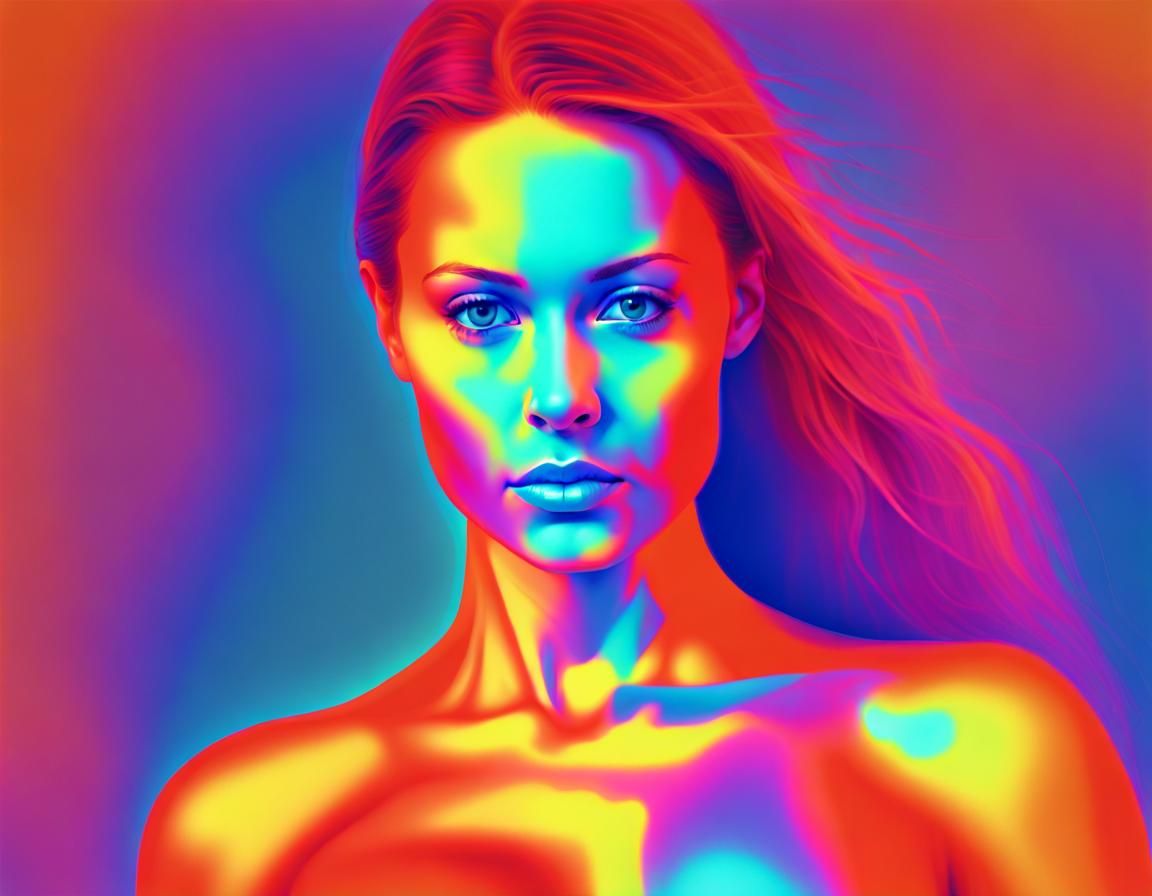 Woman's Infrared Thermal Image: Heat Distribution Art