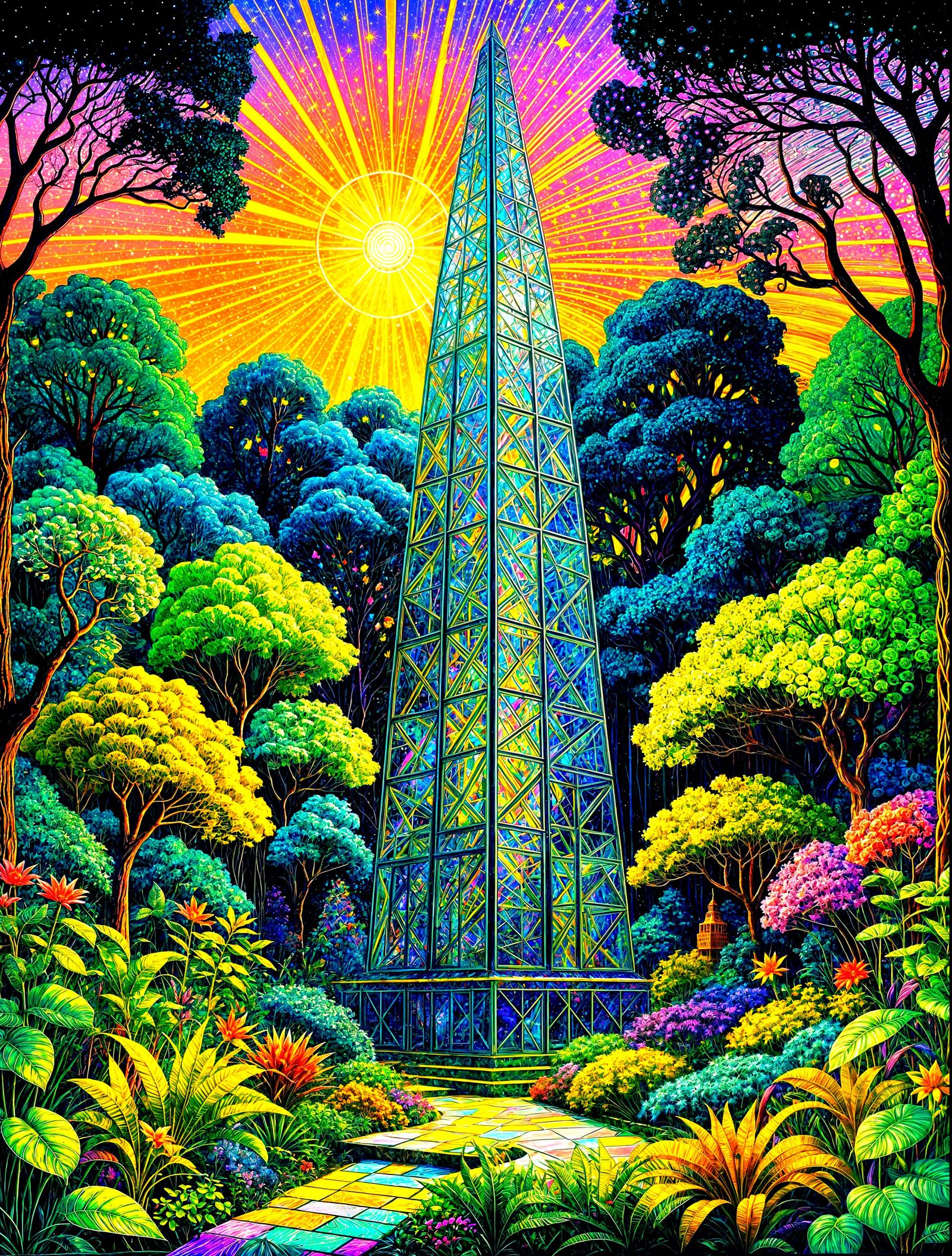 Glass House Dreamscape with Platinum Obelisk