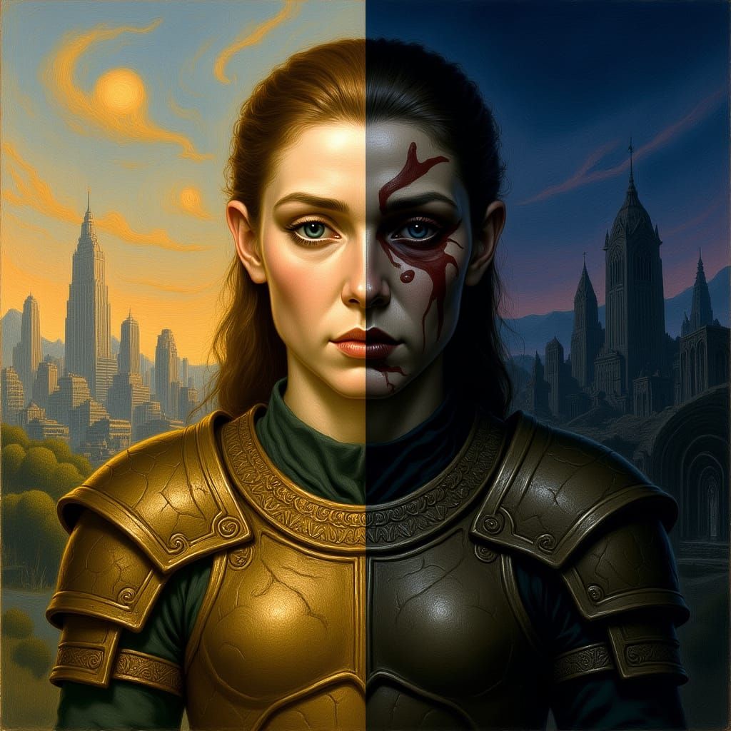 Mystical Being in Dualistic Cityscape