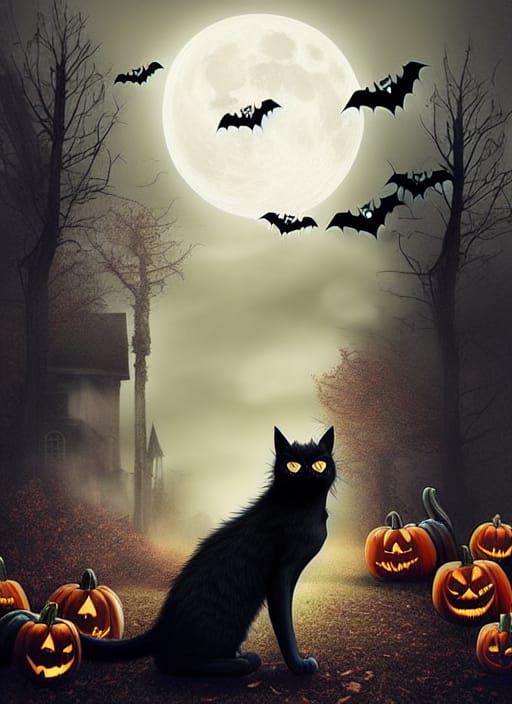 halloween cat dressed as a werewolf Epic cinematic brilliant...