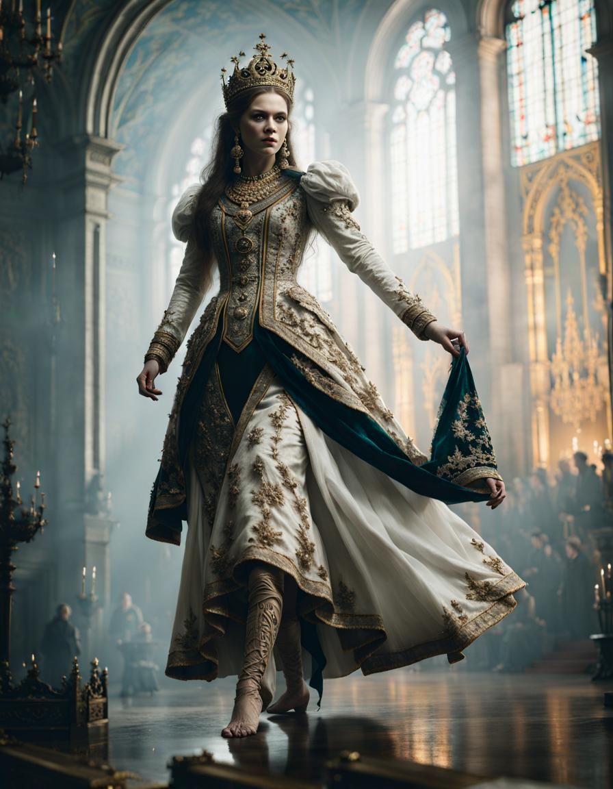 Slavic Empress in Folk Dress: Hyperrealistic Film Still