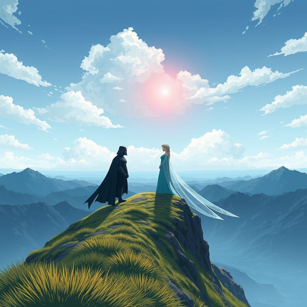 Darth Vader and Princess Elsa Stand Tall in an Anime-Inspire...