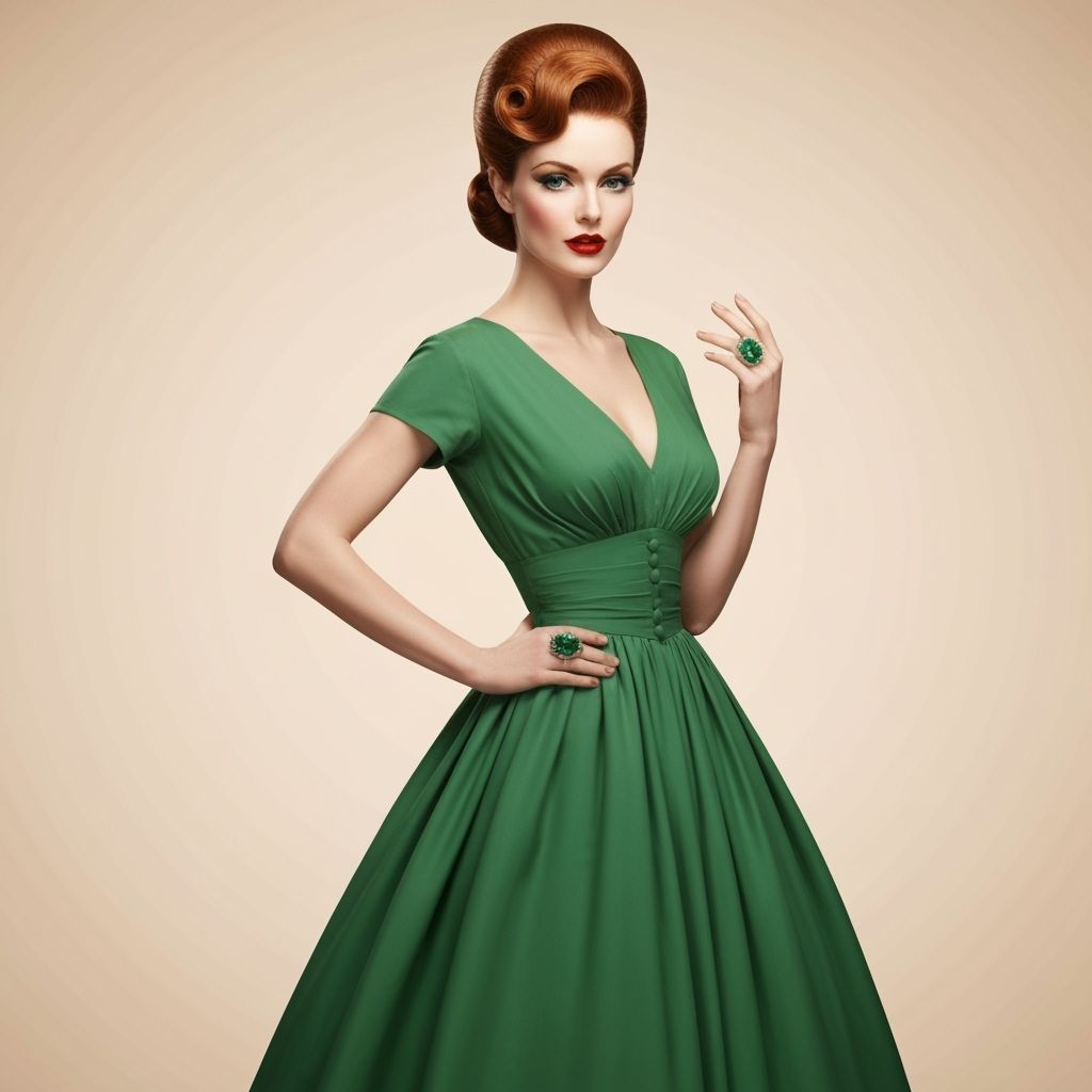 Elegant Woman with Emerald Ring in Art Nouveau Style