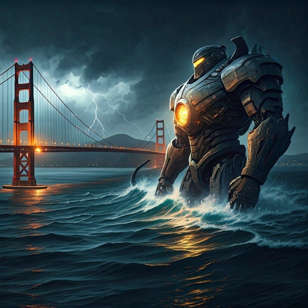 Robot Versus Alien Under Golden Gate Bridge