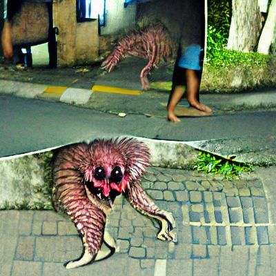 Creature of Horror on Secluded Street