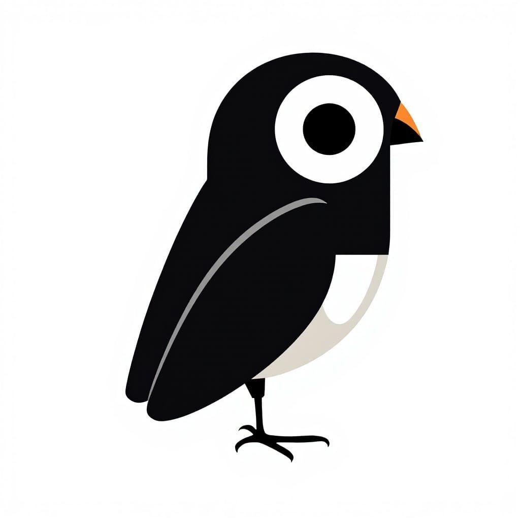 Simplified Bird Form in Bold Black-and-White Style