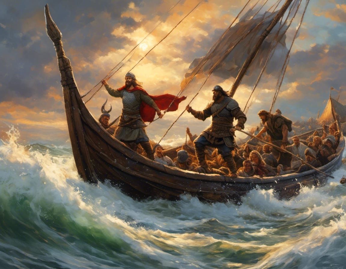 Viking Longboat Scene in Ringerike Style