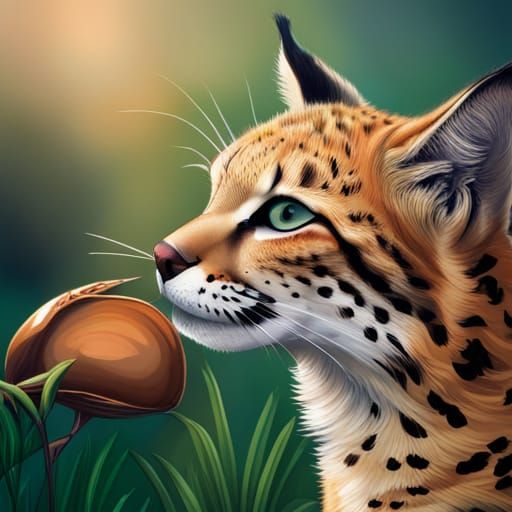 Serval Cat Captures Bird in Hyperrealistic Splash Art