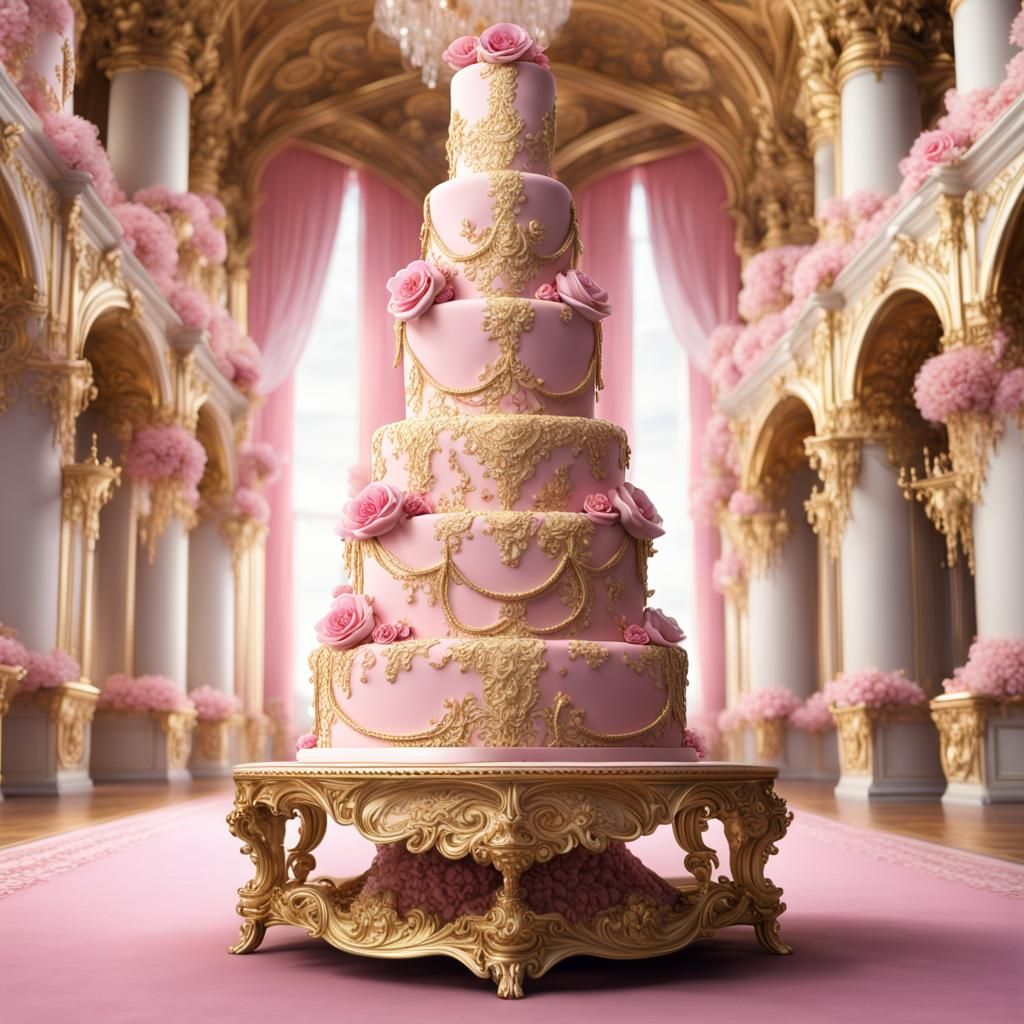 Pink and Gold Wedding Cake at Grand Feast