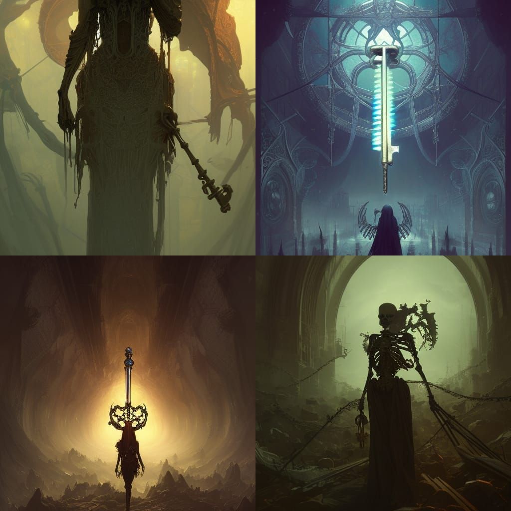 Intricate Skeleton Key in Dark Fantasy Style