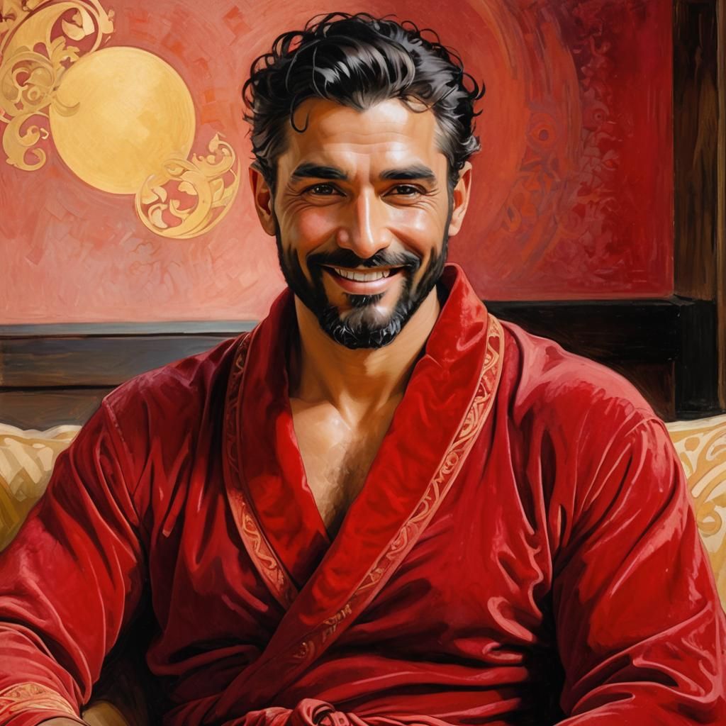 Art Nouveau Portrait of a Smiling Man