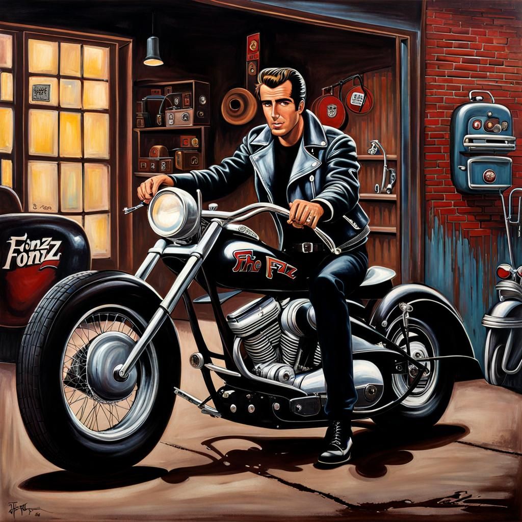 The Fonz Rockabilly Splash Art in Garage