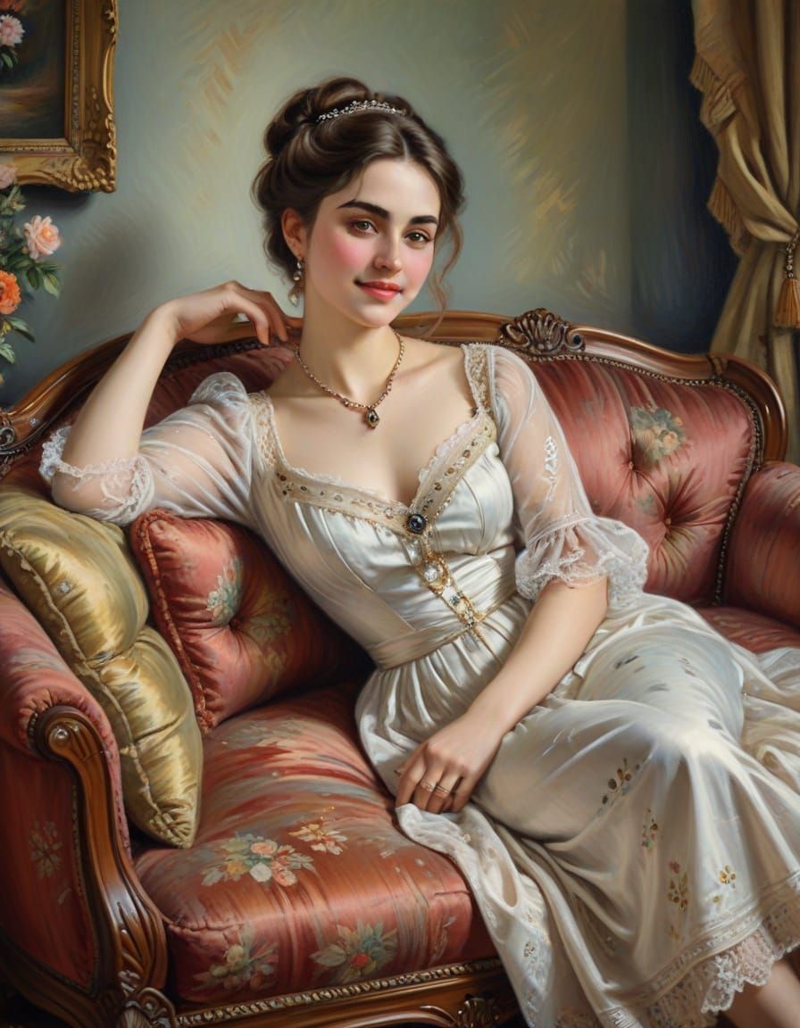 Elegant Victorian Lady in Oil Painting Style