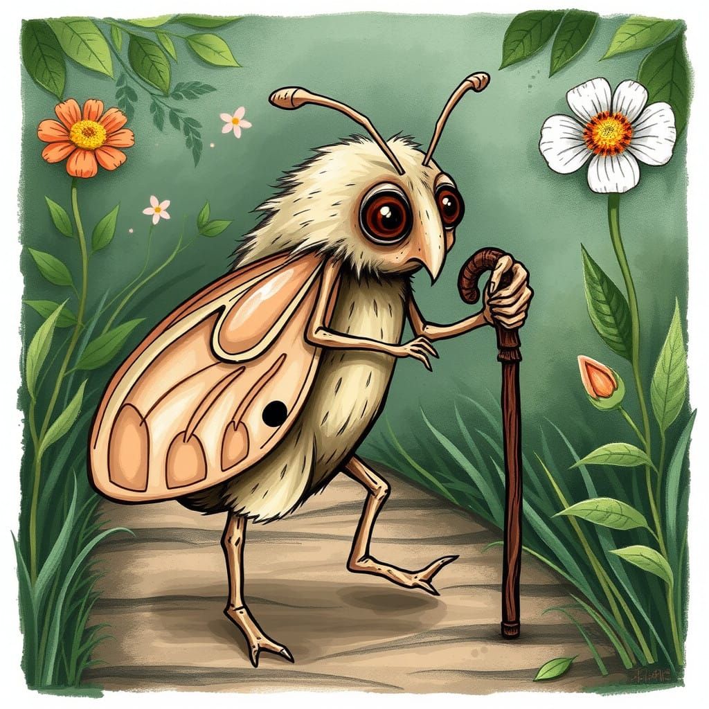 Mothuselah in Whimsical Garden Landscape