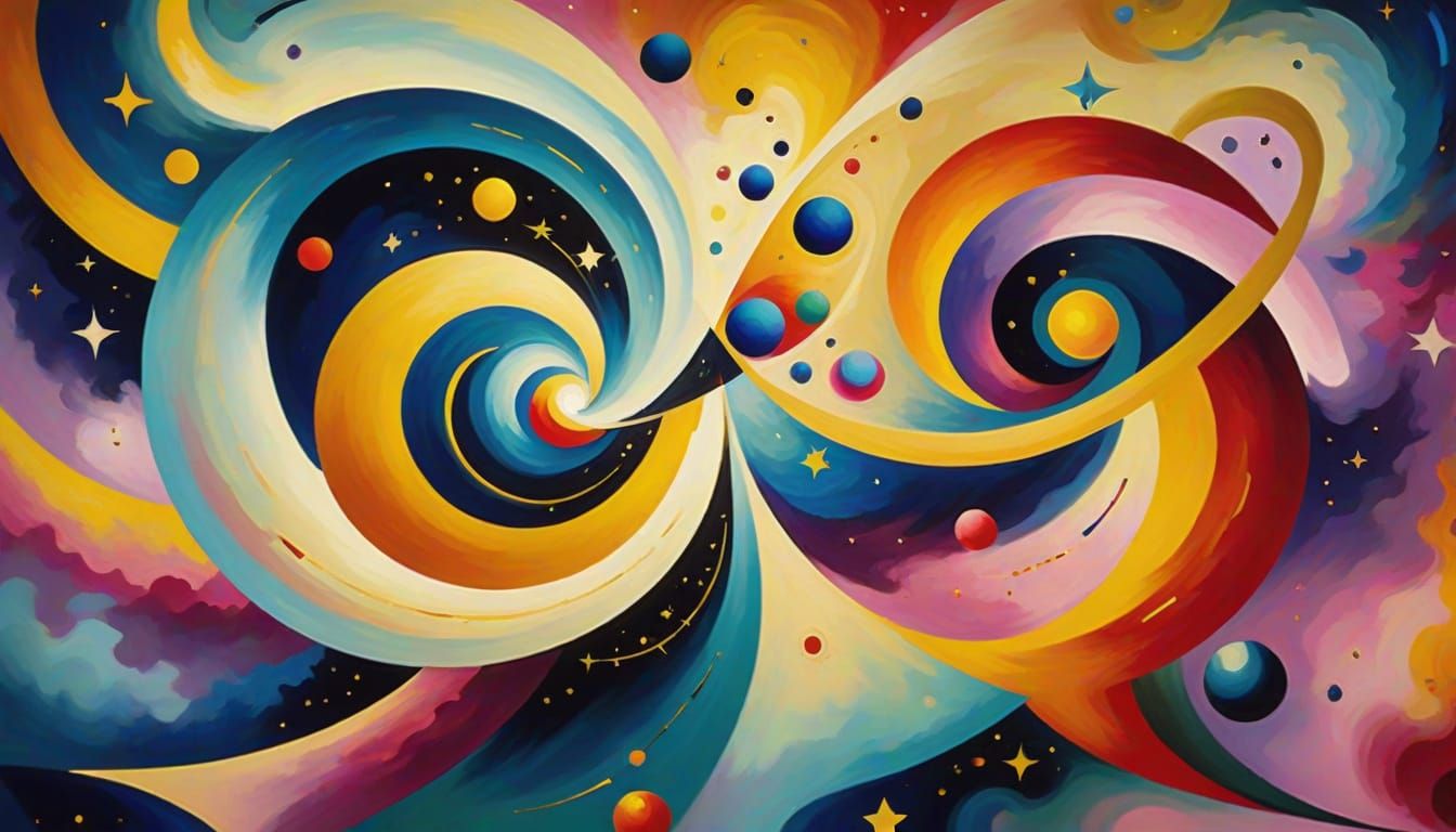 Dreamy Star Spiral in Abstract Oil Painting Style