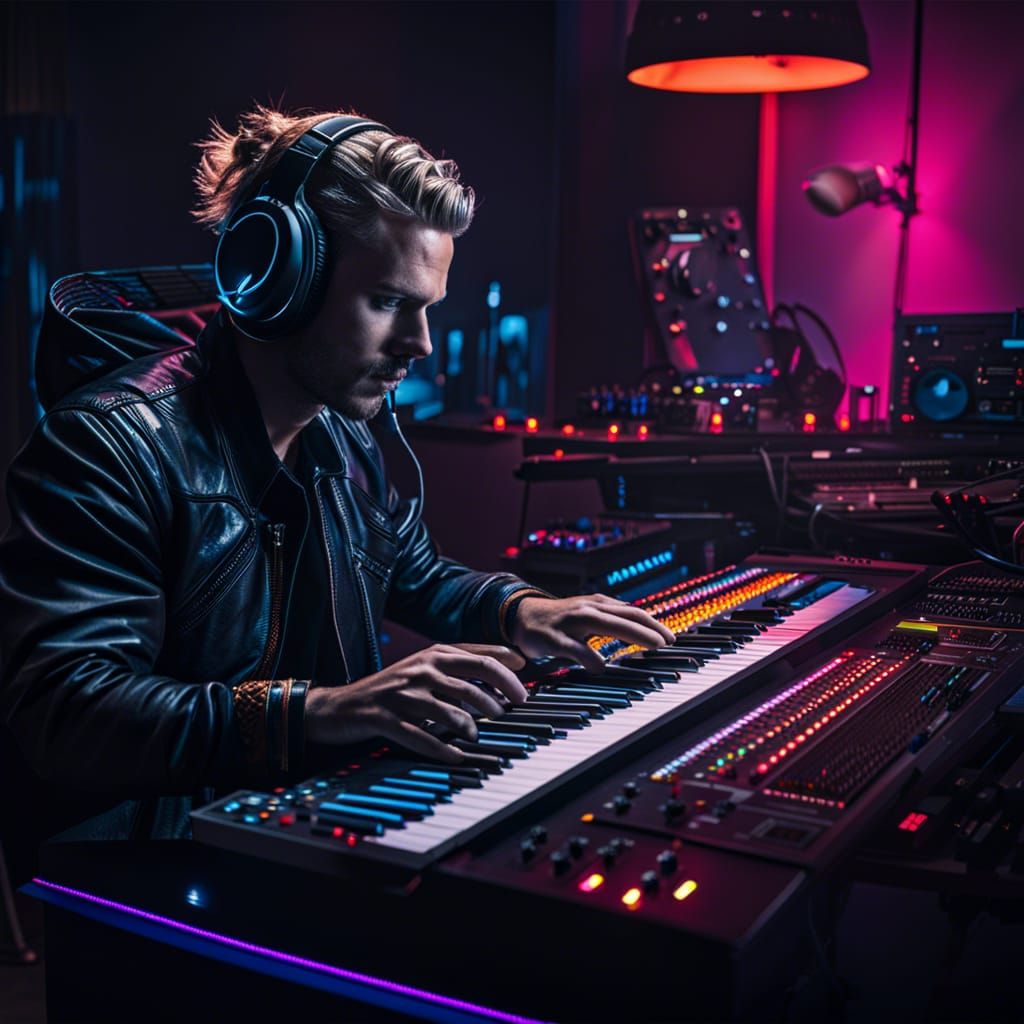 Avicii DJing with Neon Headphones in Graffiti Art