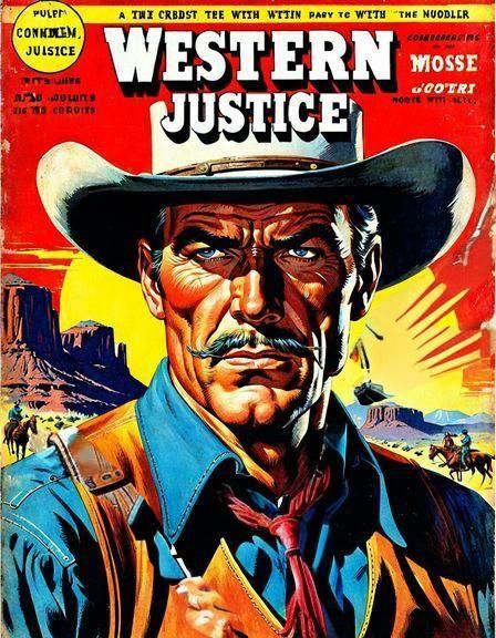 Vintage Western Justice Pulp Magazine Cover