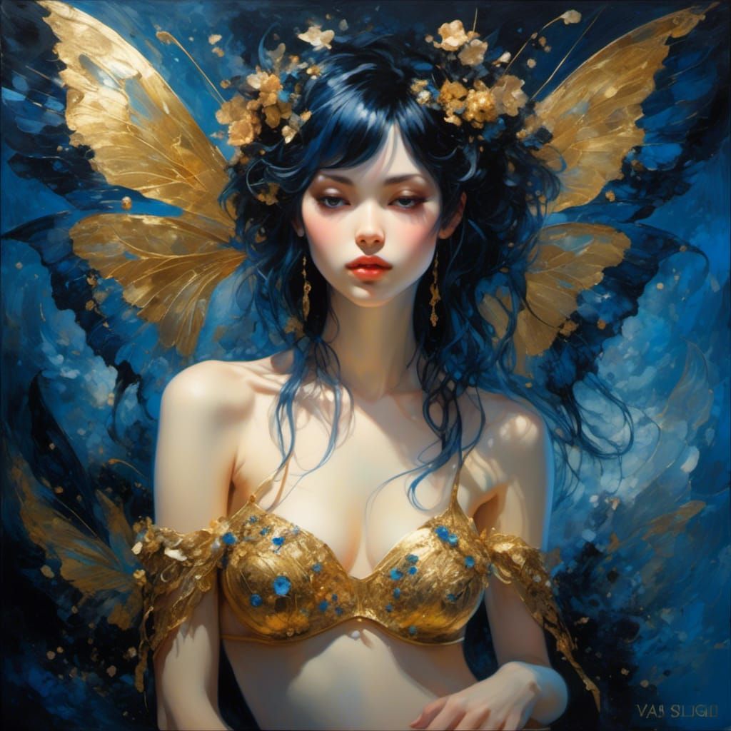 Hyperreal Gothic Pixie Woman in Oil Painting