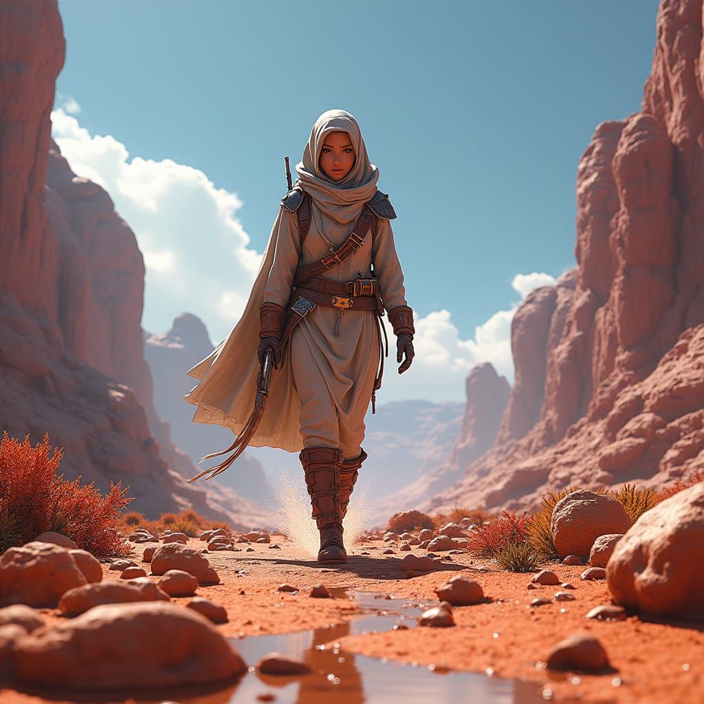 Alien Planet Walker: Detailed Matte Painting