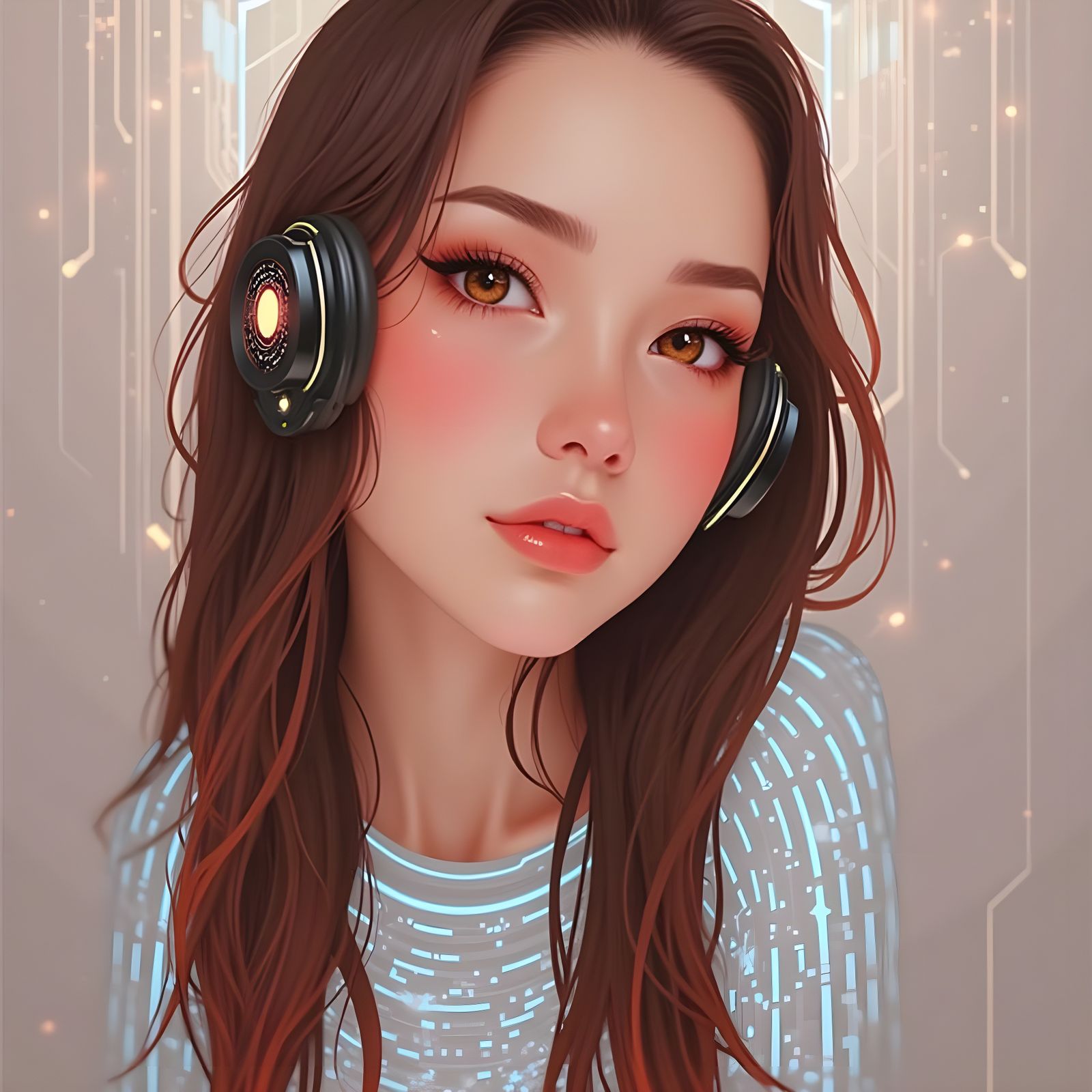 Futuristic Female AI Assistant in Elegant Executive Attire