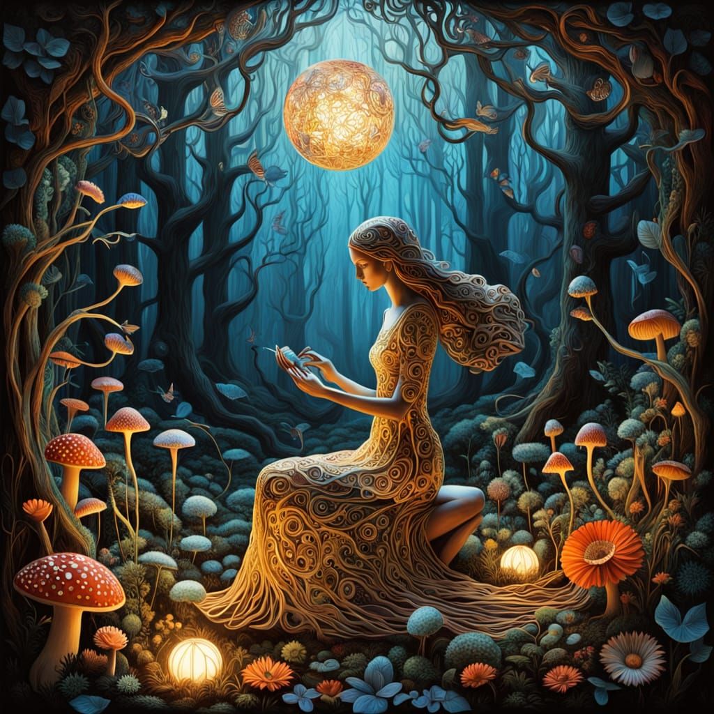 Surreal Shaman Goddess Amidst Luminous Nature