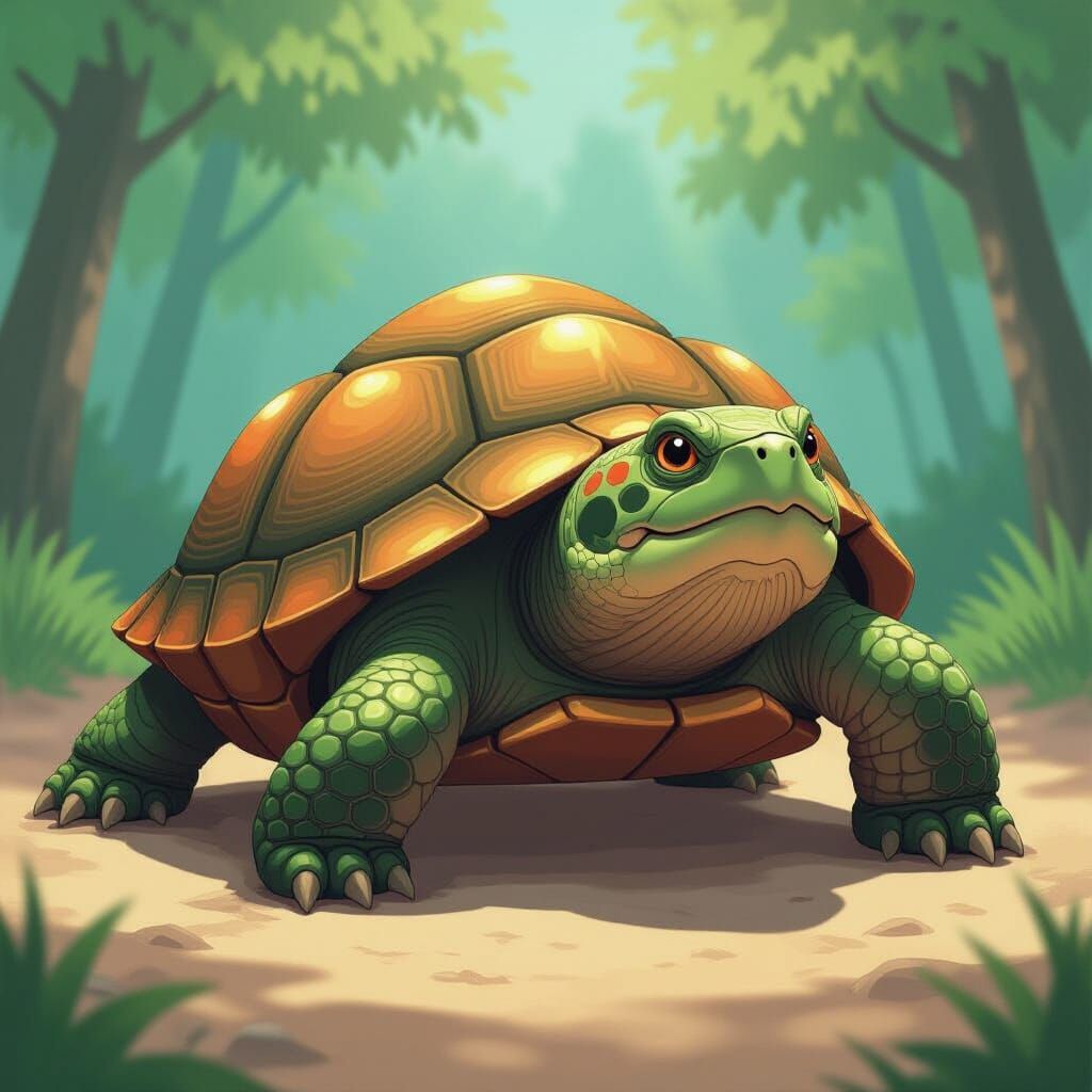 Anthropomorphic Snapping Turtle in Anime Style