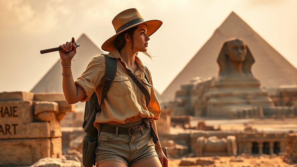 Feminine Adventurer Explores Ancient Egypt in Hyperrealistic...