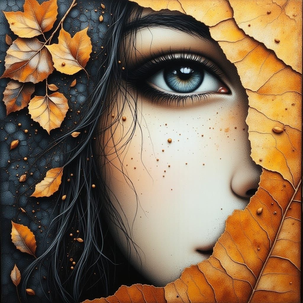 Mosaic Woman Portrait with Warpaint Aesthetic