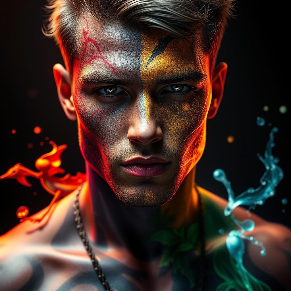 Elemental Body Paint: Detailed Fantasy Concept Art