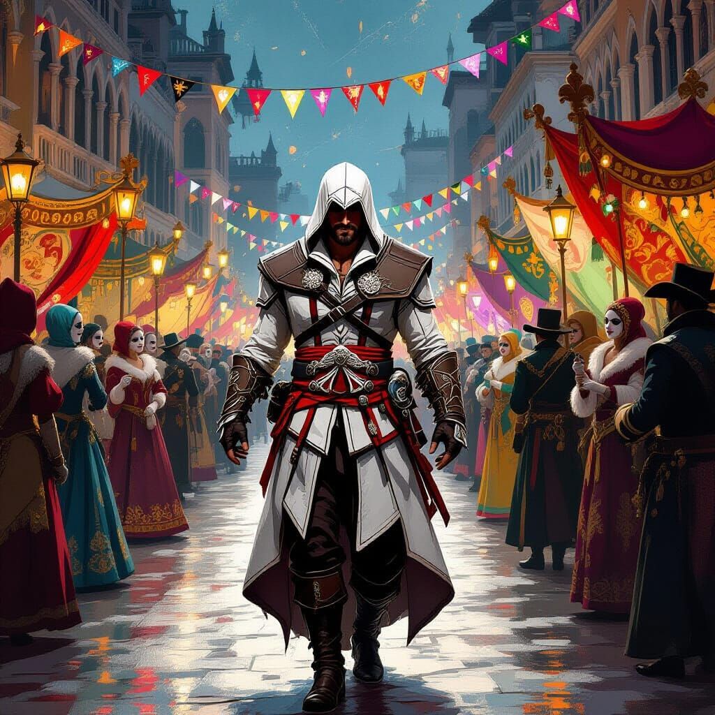 Ezio at Venetian Carnival in White Robes