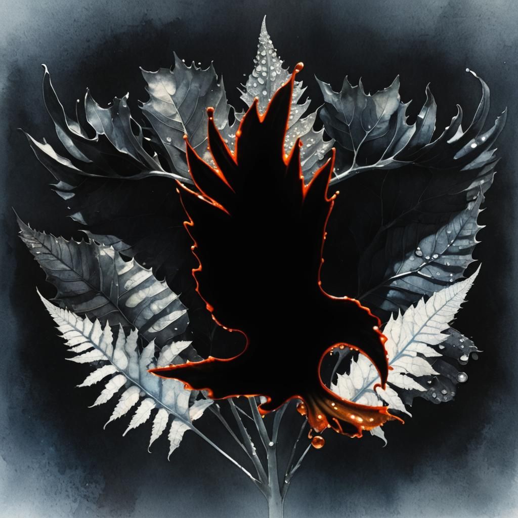 Dew Drops Shimmer in Surrealist Watercolor