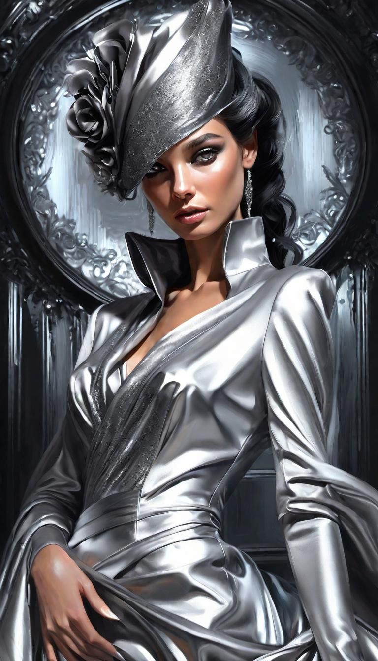 Filigree Woman: Noir Art Nouveau Portrait