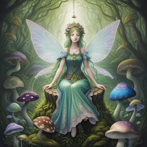 Whimsical Fairy in a Vibrant Forest