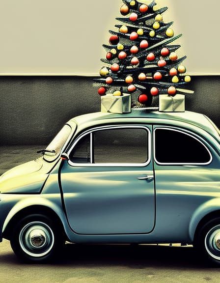 Fiat 500 with Christmas Tree, Bauhaus Style